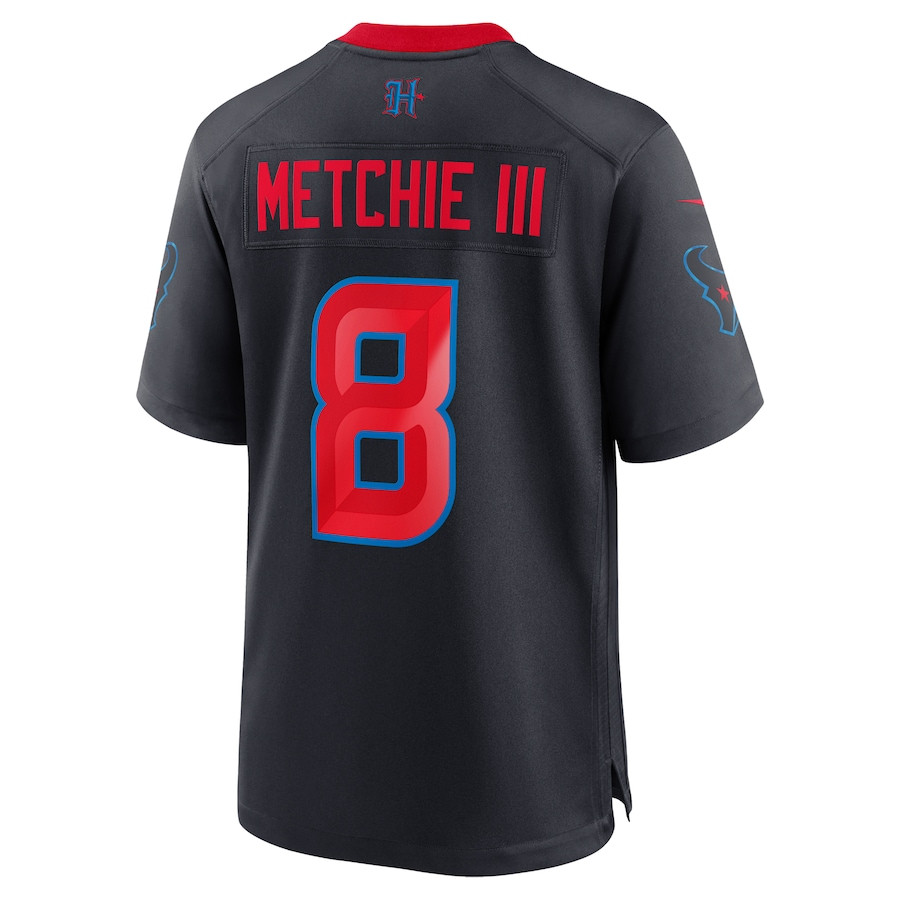 John Metchie III 8 Houston Texans 2nd Alternate Game Men Jersey - Navy JS7756 nicesnker - Image 3