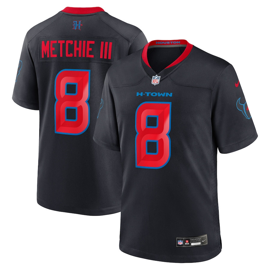 John Metchie III 8 Houston Texans 2nd Alternate Game Men Jersey - Navy JS7756 nicesnker