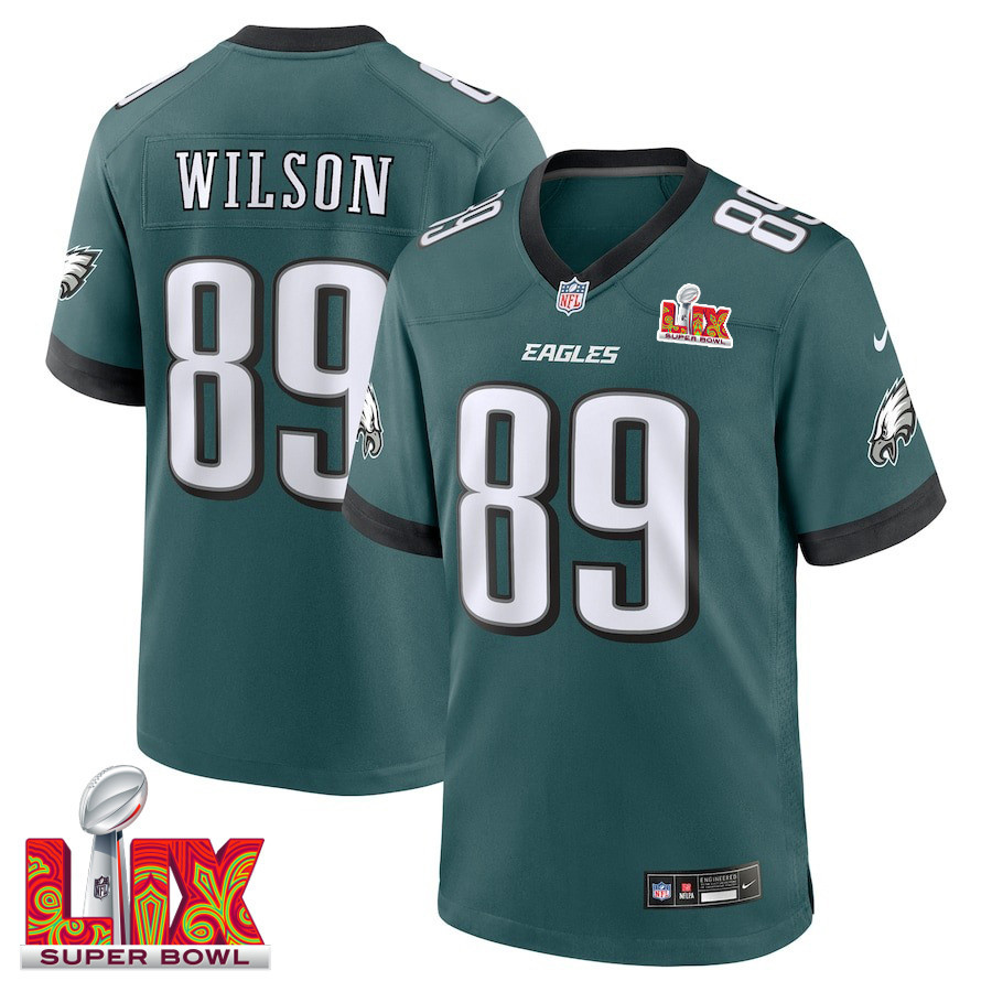 Johnny Wilson #89 Philadelphia Eagles Super Bowl LIX Jersey - Men's - Midnight Green JS4866 nicesnker
