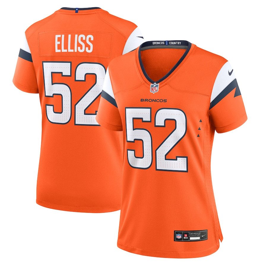 Jonah Elliss 52 Denver Broncos Women's Team Game Jersey - Orange JS3509 nicesnker