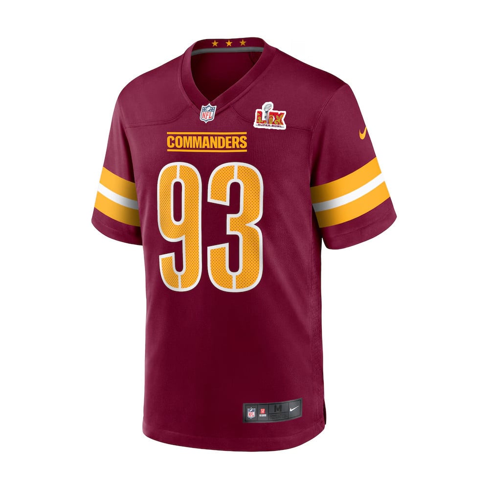 Jonathan Allen #93 Washington Commanders Super Bowl LIX Youth Jersey - Burgundy JS9806 nicesnker - Image 2