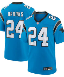 Jonathon Brooks 24 Carolina Panthers Alternate Game Player Men Jersey - Blue JS2262 nicesnker