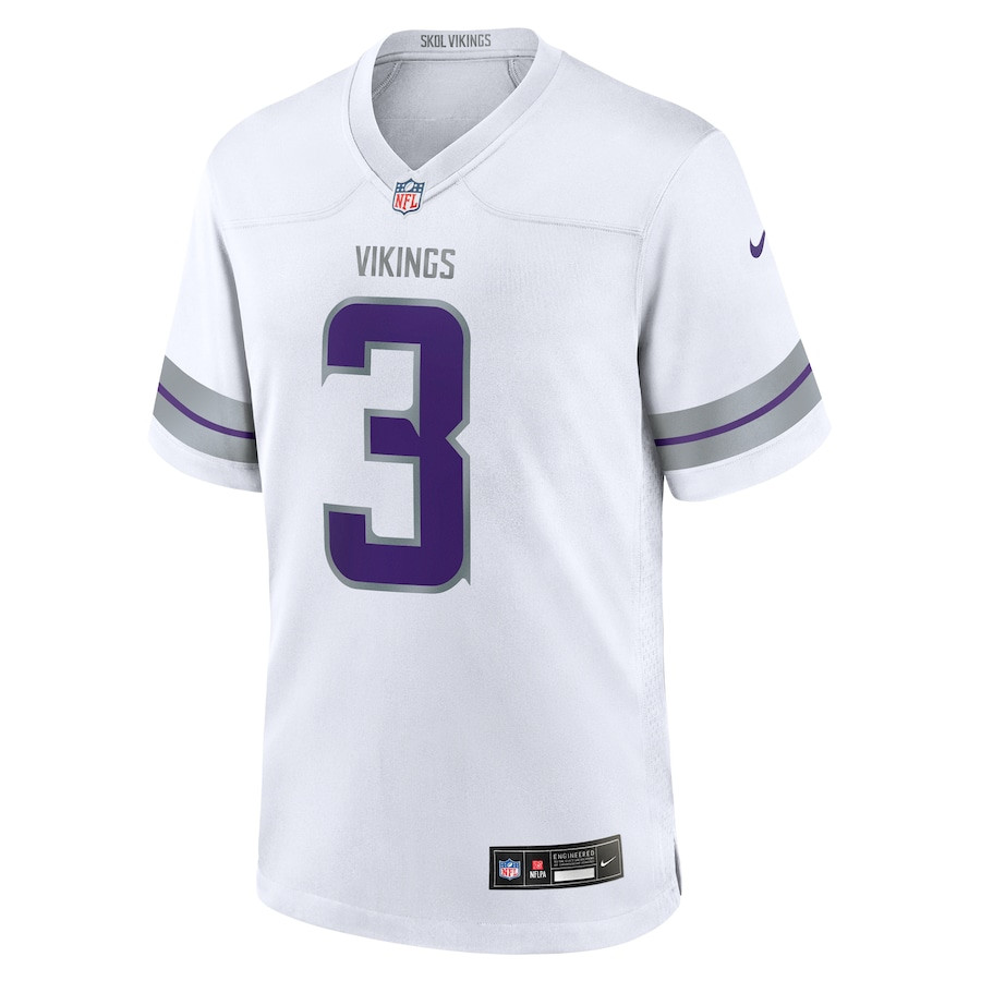 Jordan Addison 3 Minnesota Vikings Alternate Game Player Men Jersey - White JS5259 nicesnker - Image 2