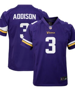 Jordan Addison 3 Minnesota Vikings Team Player Game YOUTH Jersey - Purple JS3814 nicesnker