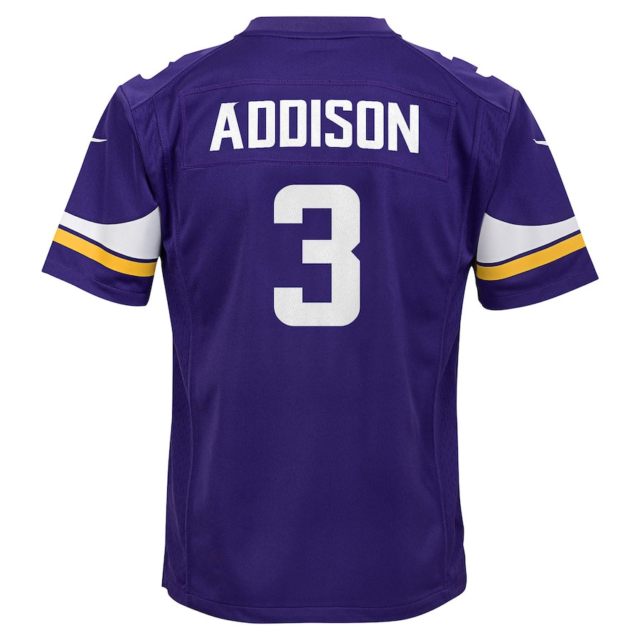 Jordan Addison 3 Minnesota Vikings Team Player Game YOUTH Jersey - Purple JS3814 nicesnker - Image 3