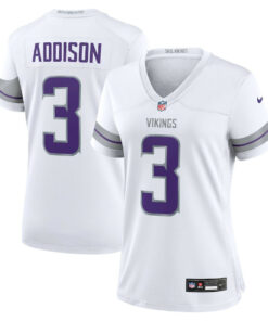 Jordan Addison 3 Minnesota Vikings Women's Alternate Game Player Jersey - White JS1884 nicesnker