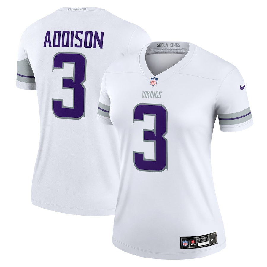 Jordan Addison 3 Minnesota Vikings Women's Alternate Legend Jersey - White JS6316 nicesnker