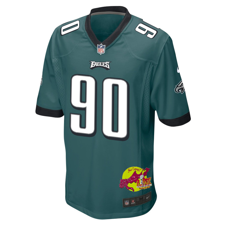 Jordan Davis 90 Philadelphia Eagles Super Bowl LIX New Orleans Patch Game Men Jersey - Midnight Green JS7772 nicesnker - Image 3