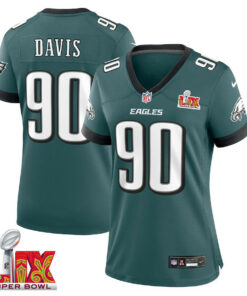 Jordan Davis #90 Philadelphia Eagles Super Bowl LIX Women's Jersey - Midnight Green JS7127 nicesnker