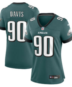 Jordan Davis 90 Philadelphia Eagles Women's Team Game Jersey - Midnight Green JS9677 nicesnker