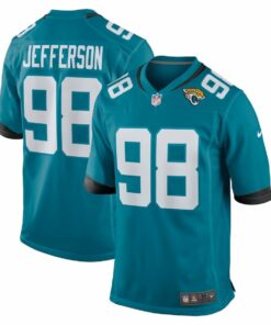 Jordan Jefferson 98 Jacksonville Jaguars Team Game Men Jersey - Teal JS8970 nicesnker