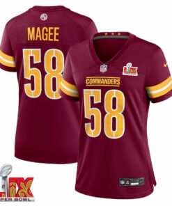 Jordan Magee #58 Washington Commanders Super Bowl LIX Women's Jersey - Burgundy JS8709 nicesnker