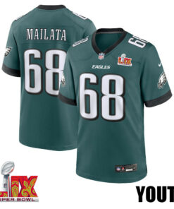 Jordan Mailata #68 Philadelphia Eagles Super Bowl LIX YOUTH Jersey - Midnight Green JS1131 nicesnker