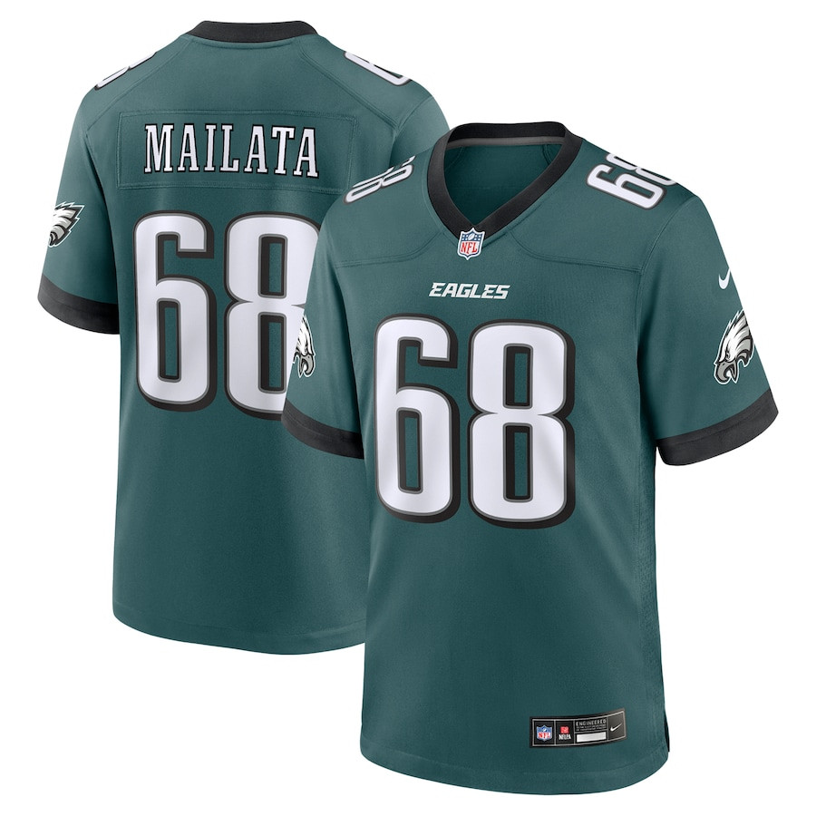 Jordan Mailata 68 Philadelphia Eagles Team Game Men Jersey - Midnight Green JS4158 nicesnker