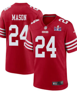 Jordan Mason 24 San Francisco 49ers Super Bowl LVIII Patch Game Men Jersey - Scarlet JS9076 nicesnker