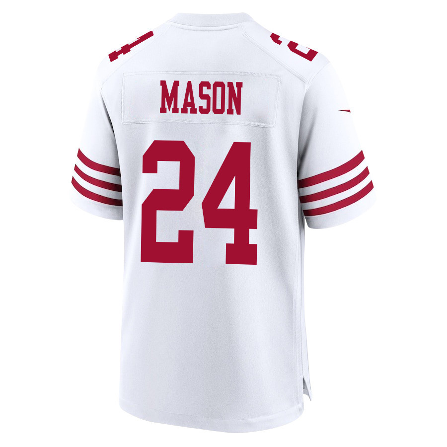 Jordan Mason 24 San Francisco 49ers Super Bowl LVIII Patch Game Men Jersey - White JS4270 nicesnker - Image 3