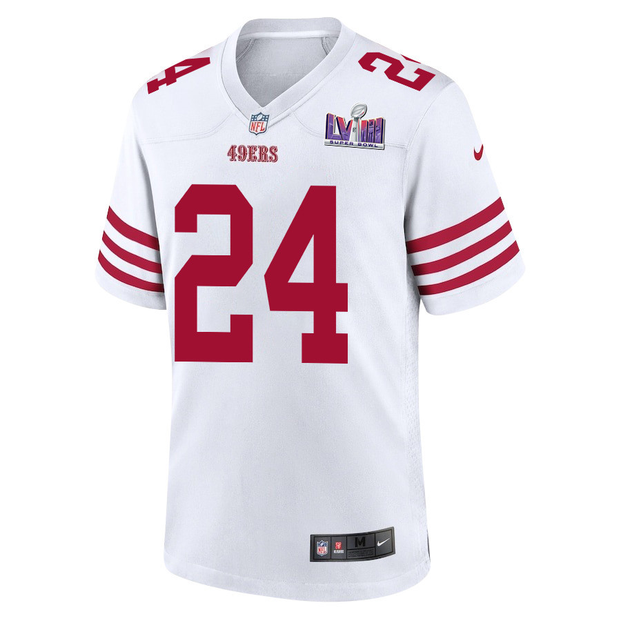 Jordan Mason 24 San Francisco 49ers Super Bowl LVIII Patch Game Men Jersey - White JS4270 nicesnker - Image 2