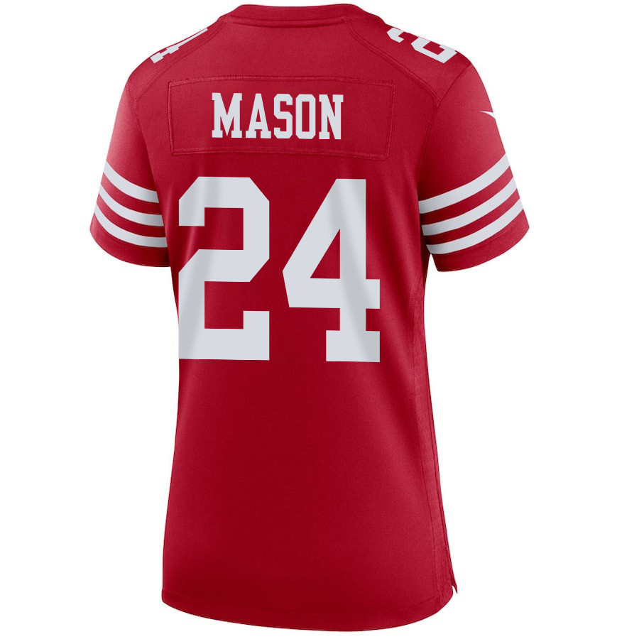 Jordan Mason 24 San Francisco 49ers Super Bowl LVIII Patch Game Women Jersey - Scarlet JS2453 nicesnker - Image 3