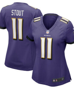 Jordan Stout 11 Baltimore Ravens Women's Game Jersey - Purple JS2755 nicesnker
