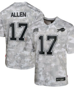 Josh Allen 17 Buffalo Bills 2024 Salute to Service Game YOUTH Jersey - Arctic Camo JS2489 nicesnker