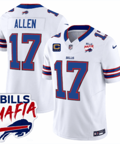 Josh Allen 17 Buffalo Bills Bills Mafia Patch Game Men Jersey - White JS2706 nicesnker