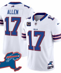 Josh Allen 17 Buffalo Bills New York Patch Game Men Jersey - White JS6921 nicesnker