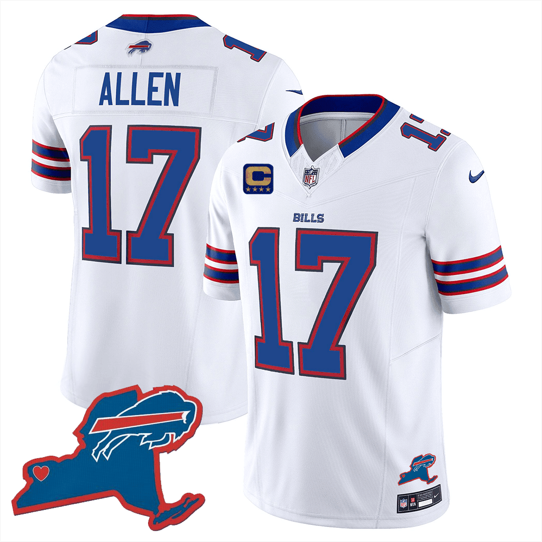 Josh Allen 17 Buffalo Bills New York Patch Game Men Jersey - White JS6921 nicesnker