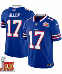 Josh Allen #17 Buffalo Bills Super Bowl LIX Jersey - Men's - Royal JS2923 nicesnker