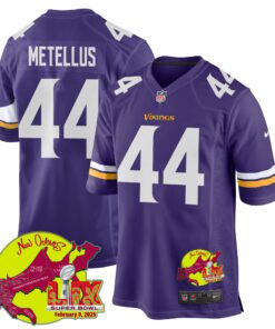 Joshua Metellus 44 Minnesota Vikings Super Bowl LIX New Orleans Patch Game Men Jersey - Purple JS6831 nicesnker
