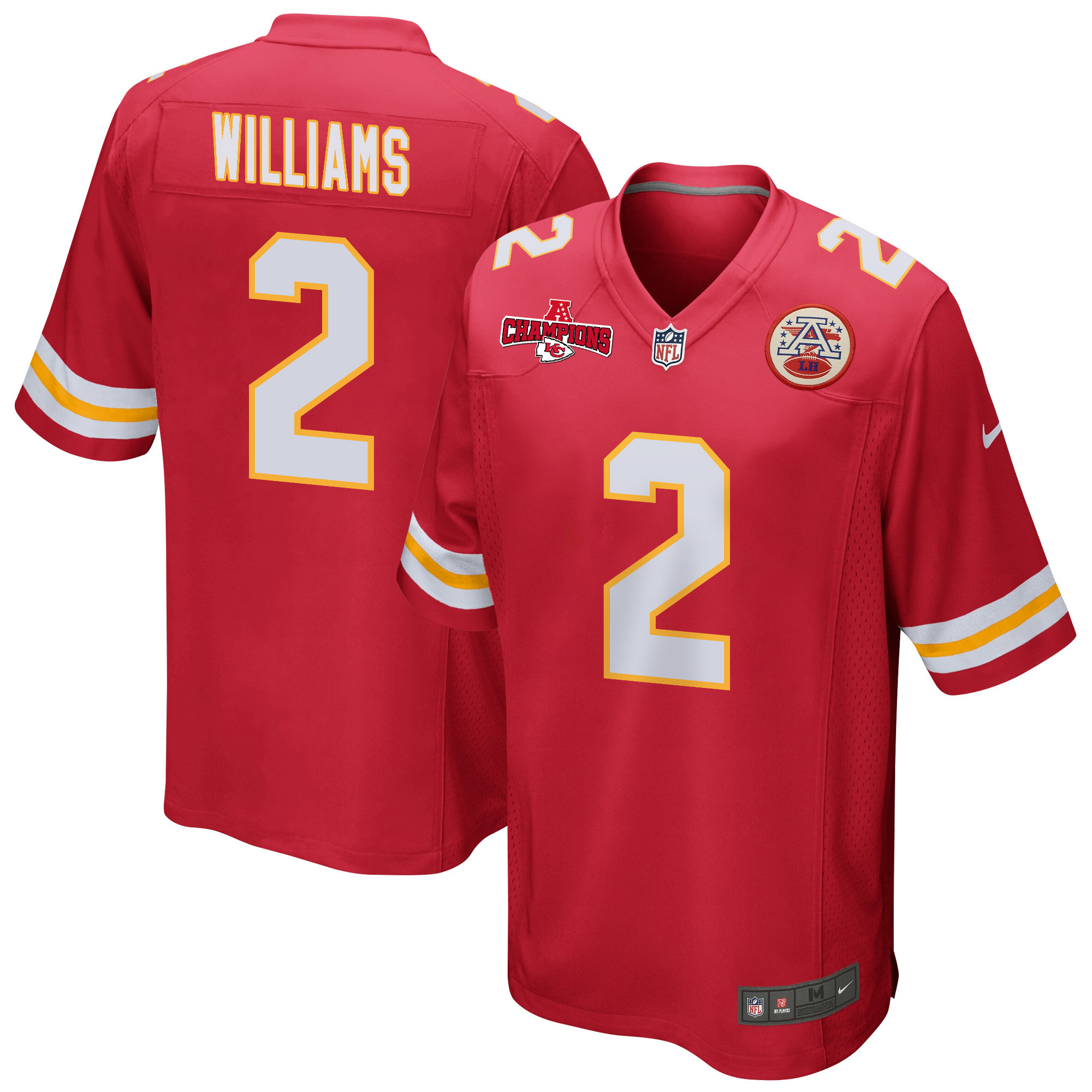 Joshua Williams 2 Kansas City Chiefs AFC Champions Patch Game Men Jersey - Red JS9875 nicesnker