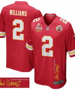 Joshua Williams 2 Kansas City Chiefs Super Bowl LIX Champions Patch 'New Orleans - The Ultimate Showdown' EMBROIDERED Game Men Jersey - Red JS3515 nicesnker