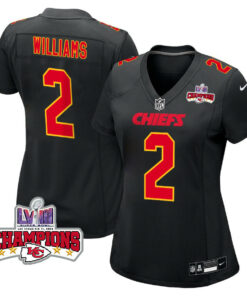 Joshua Williams 2 Kansas City Chiefs Super Bowl LVIII Champions 4 Stars Patch Fashion Game Women Jersey - Carbon Black JS1541 nicesnker