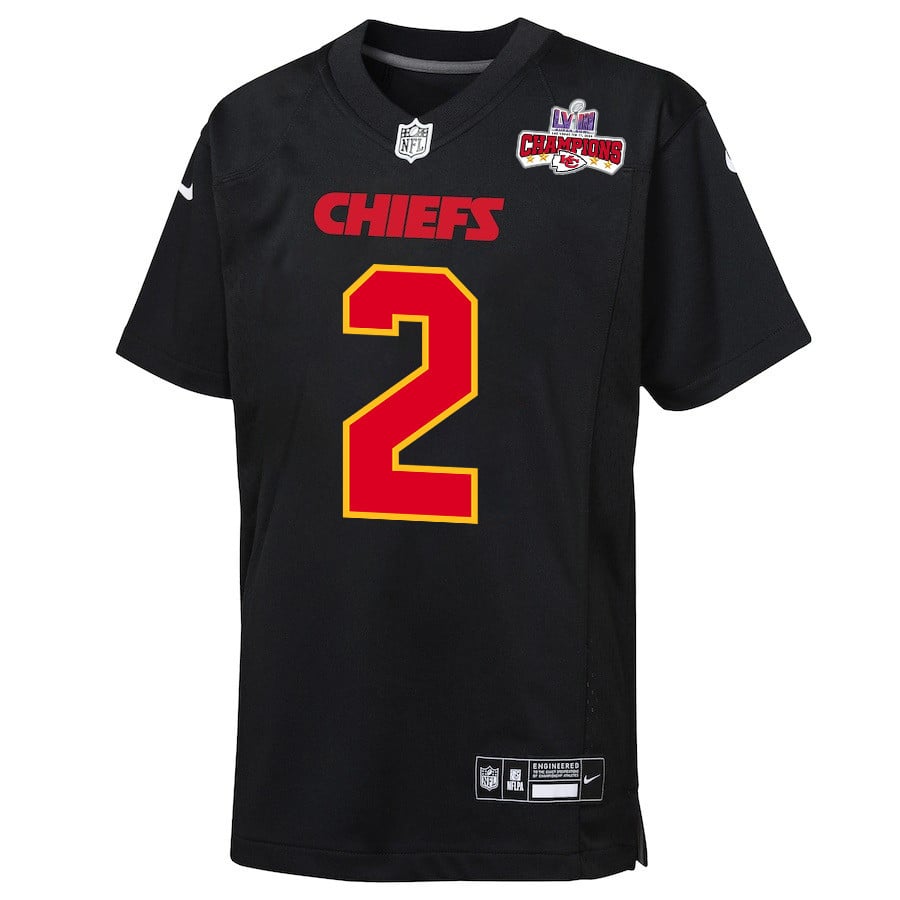 Joshua Williams 2 Kansas City Chiefs Super Bowl LVIII Champions 4 Stars Patch Fashion Game YOUTH Jersey - Carbon Black JS5589 nicesnker - Image 2