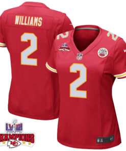 Joshua Williams 2 Kansas City Chiefs Super Bowl LVIII Champions 4 Stars Patch Game Women Jersey - Red JS7571 nicesnker