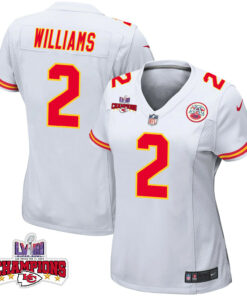 Joshua Williams 2 Kansas City Chiefs Super Bowl LVIII Champions 4 Stars Patch Game Women Jersey - White JS1660 nicesnker