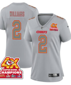 Joshua Williams 2 Kansas City Chiefs Super Bowl LVIII Champions 4X Atmosphere Fashion Game Women Jersey - Gray JS2851 nicesnker