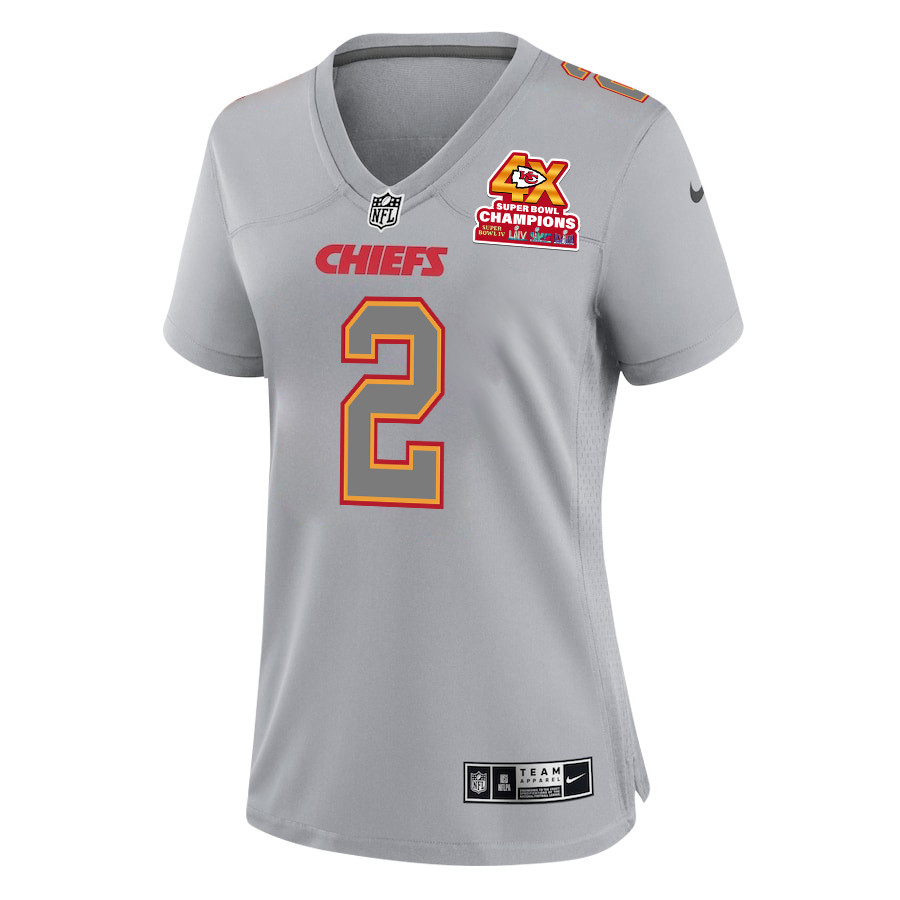 Joshua Williams 2 Kansas City Chiefs Super Bowl LVIII Champions 4X Atmosphere Fashion Game Women Jersey - Gray JS2851 nicesnker - Image 2