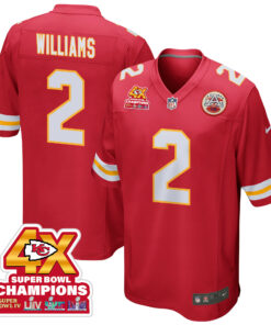 Joshua Williams 2 Kansas City Chiefs Super Bowl LVIII Champions 4X Game Men Jersey - Red JS9532 nicesnker