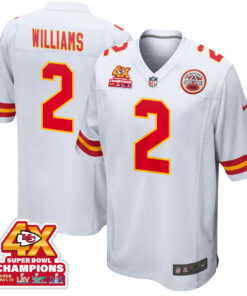 Joshua Williams 2 Kansas City Chiefs Super Bowl LVIII Champions 4X Game Men Jersey - White JS7340 nicesnker