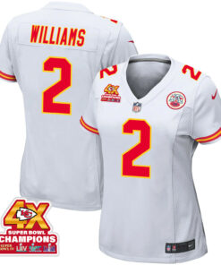 Joshua Williams 2 Kansas City Chiefs Super Bowl LVIII Champions 4X Game Women Jersey - White JS9416 nicesnker