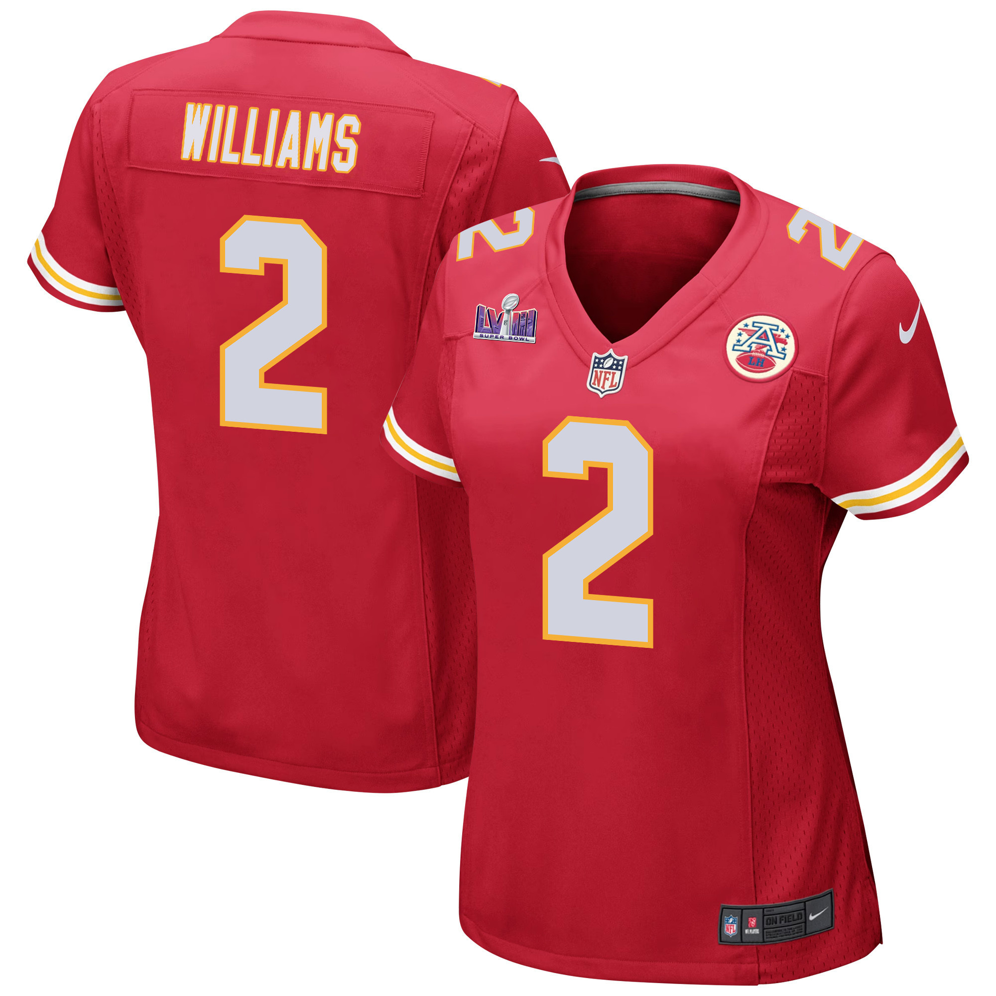 Joshua Williams 2 Kansas City Chiefs Super Bowl LVIII Patch Game Women Jersey - Red JS7048 nicesnker