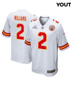 Joshua Williams 2 Kansas City Chiefs Super Bowl LVIII Patch Game YOUTH Jersey - White JS6240 nicesnker