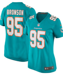 Josiah Bronson 95 Miami Dolphins Women Home Game Jersey - Aqua JS8441 nicesnker