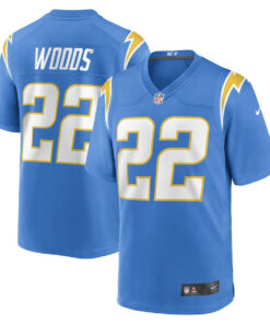 JT Woods 22 Los Angeles Chargers Team Game Men Jersey - Powder Blue JS7062 nicesnker