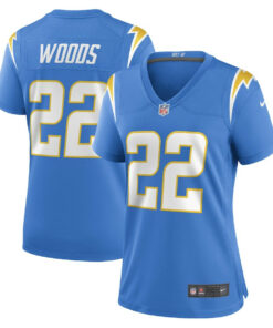 JT Woods 22 Los Angeles Chargers Women Game Jersey - Powder Blue JS3755 nicesnker