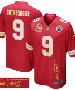JuJu Smith-Schuster 9 Kansas City Chiefs Super Bowl LIX Champions Patch 'New Orleans - A Symphony of Sport' EMBROIDERED Game Men Jersey - Red JS2051 nicesnker