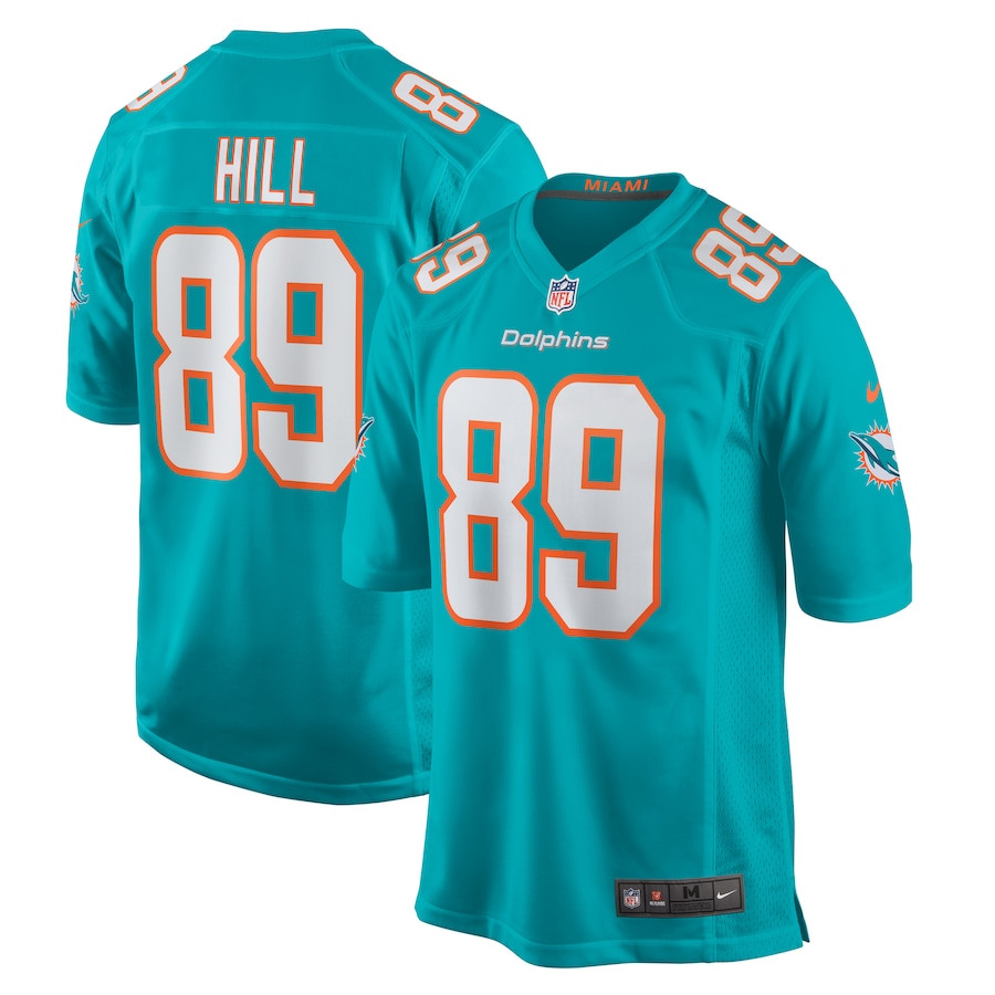 Julian Hill 89 Miami Dolphins Game Men Jersey - Aqua JS7004 nicesnker