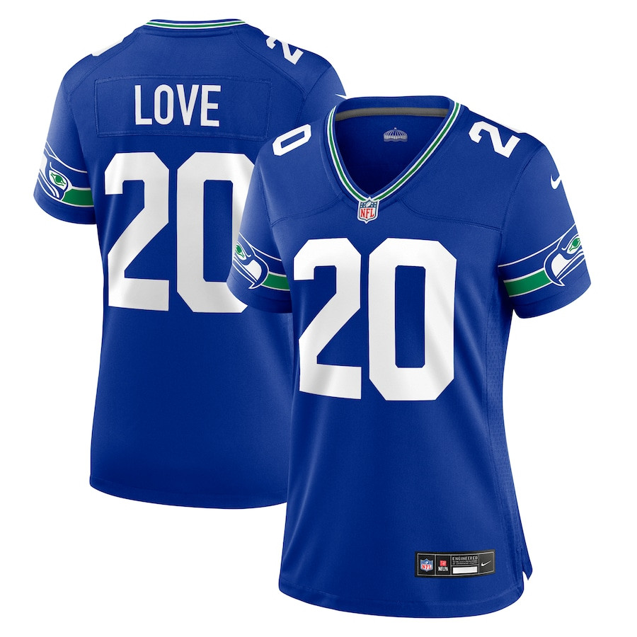 Julian Love 20 Seattle Seahawks Women's Throwback Player Game Jersey - Royal JS8225 nicesnker