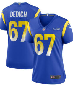 Justin Dedich 67 Los Angeles Rams Women's Game Jersey - Royal JS4890 nicesnker
