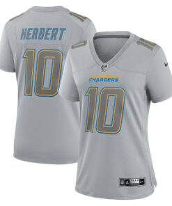 Justin Herbert 10 Los Angeles Chargers Women Atmosphere Fashion Game Jersey - Gray JS4450 nicesnker